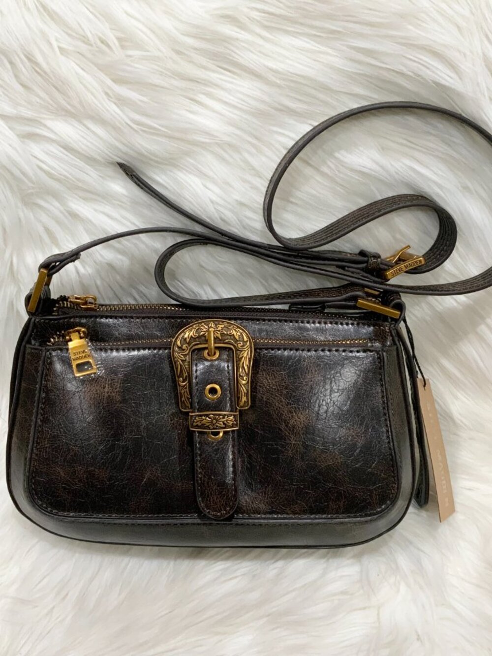 Steve Madden BRUBBEN2 BROWN DISTRESS CROSSBODY Bag